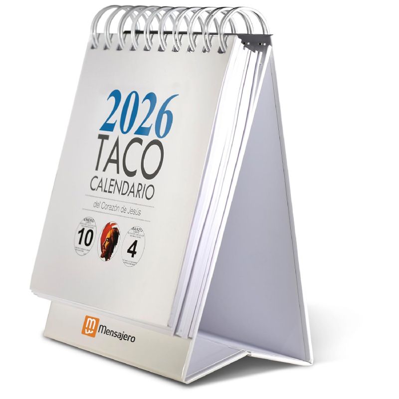 Taco calendario del Sagrado Corazn de Jess 2026 con peana - Editorial Mensajero