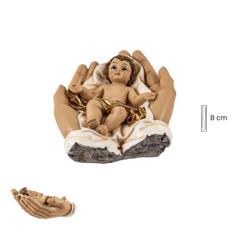 Nio Jess en manos - Figura devocional en resina - 8 cm.