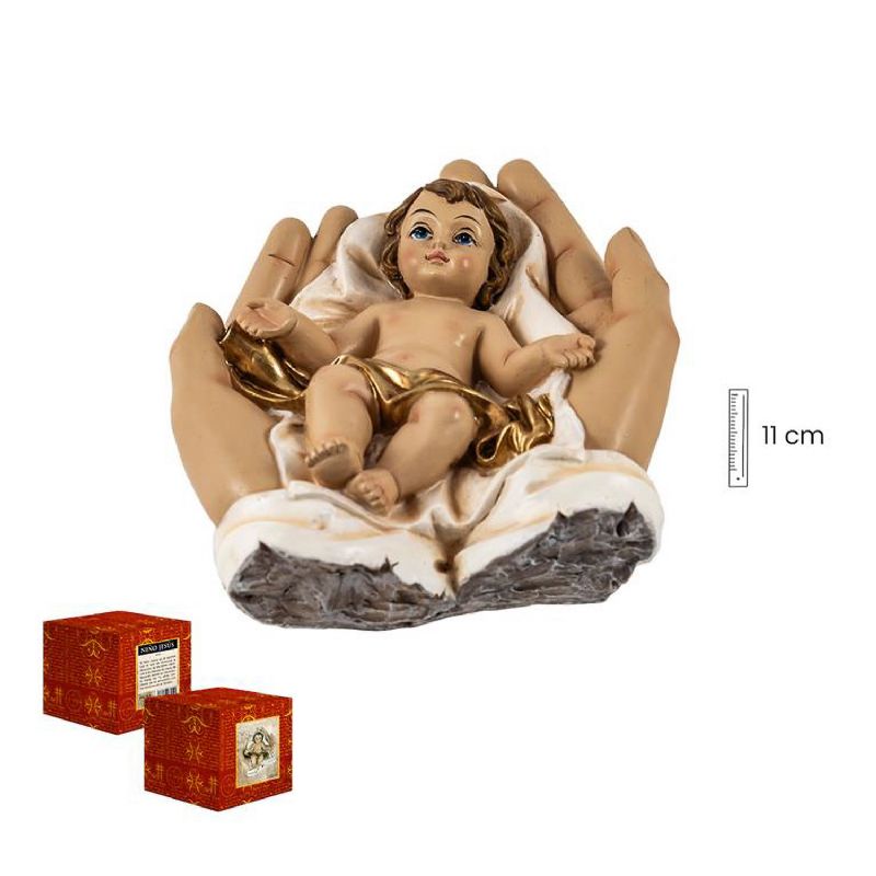 Nio Jess en manos - Figura devocional en resina - 11 cm.