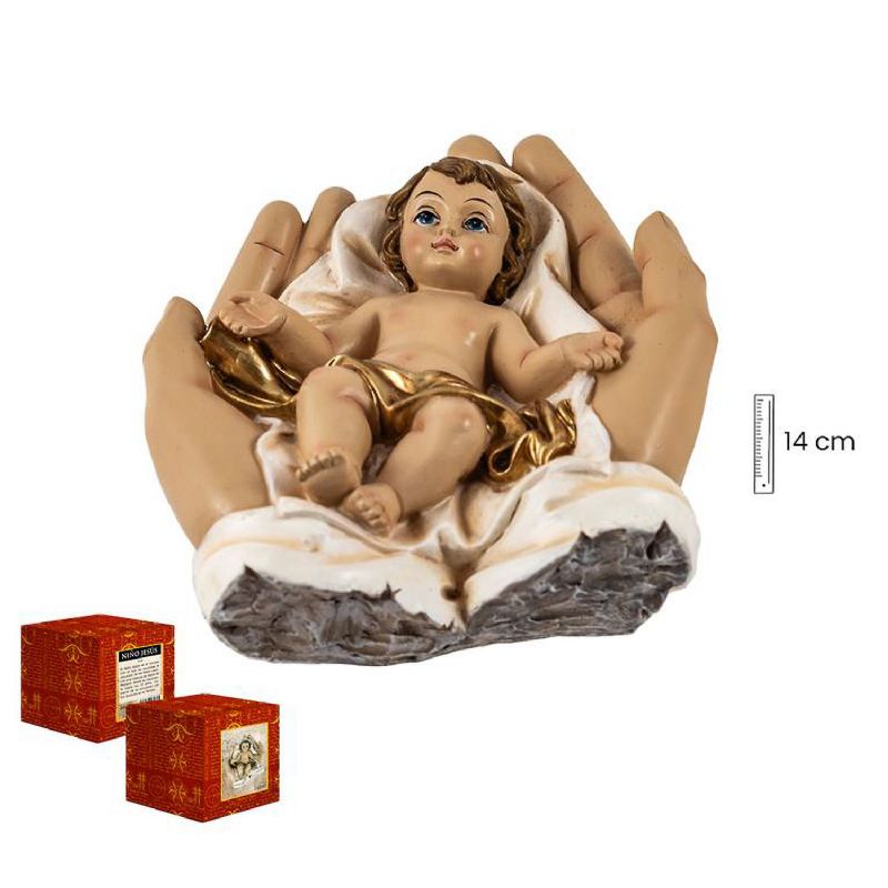 Nio Jess en manos - Figura devocional en resina - 14 cm.