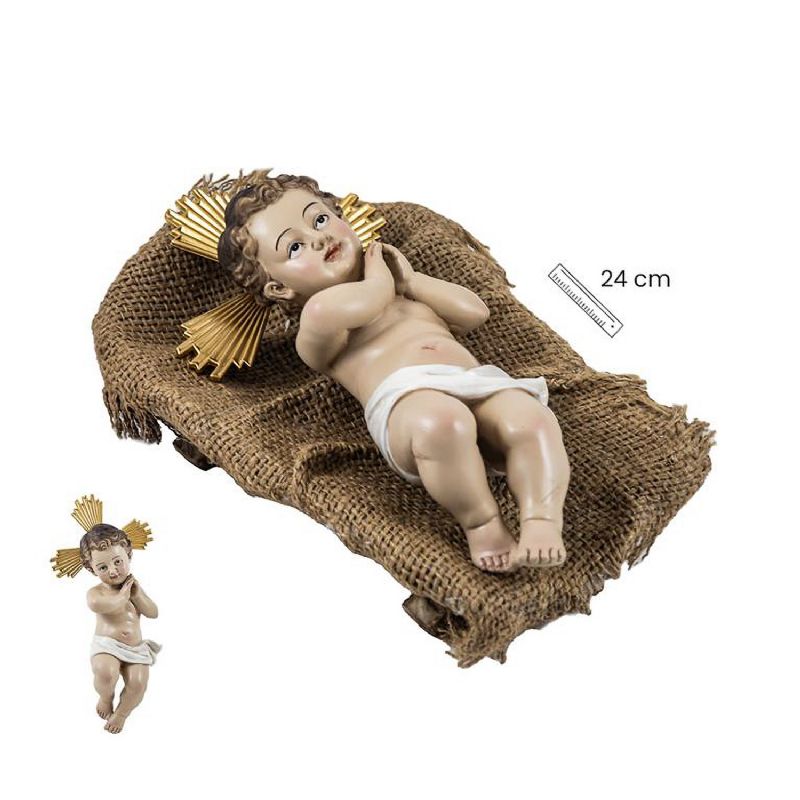 Nio Jess en cuna - Figura devocional en resina - 21 cm.