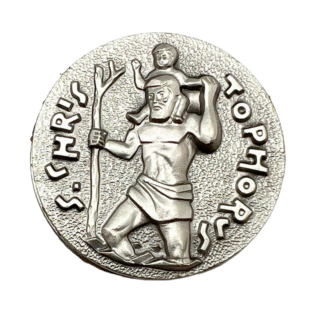 Placa de coche San Cristbal, Plata de ley, 3 cm