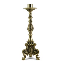 Candelero en latón bruñido efecto bronce antiguo de 39 cm de altura