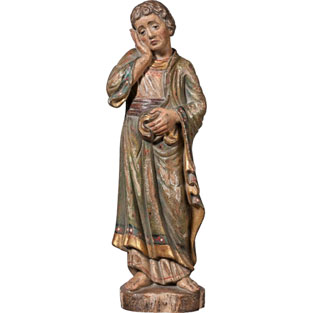 Referencia: 5095J. Imagen de San Juan románico para crucifixión en talla de madera de Val Gardena