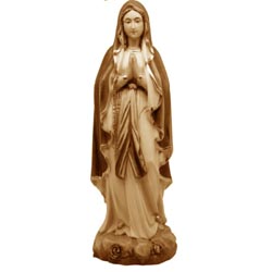 Virgen de Lourdes - Imagen en talla de madera - Medidas: a elegir