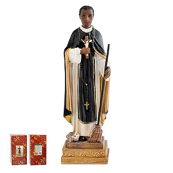 Imagen de Fray Escoba (San Martín de Porres) en resina de poliéster de 15 cm