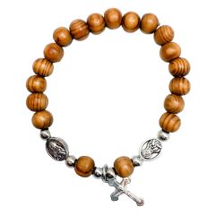 Pulseras madera de olivo cruz jerusalem surti...