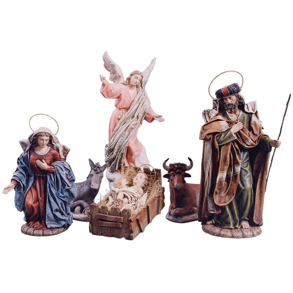 Nacimiento hebreo de 7 piezas - barro y tela natural.