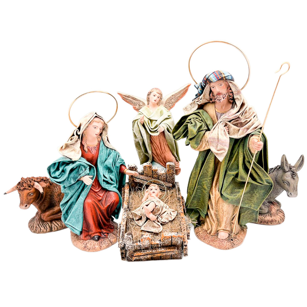Nacimiento hebreo de 6 piezas - barro y tela natural.