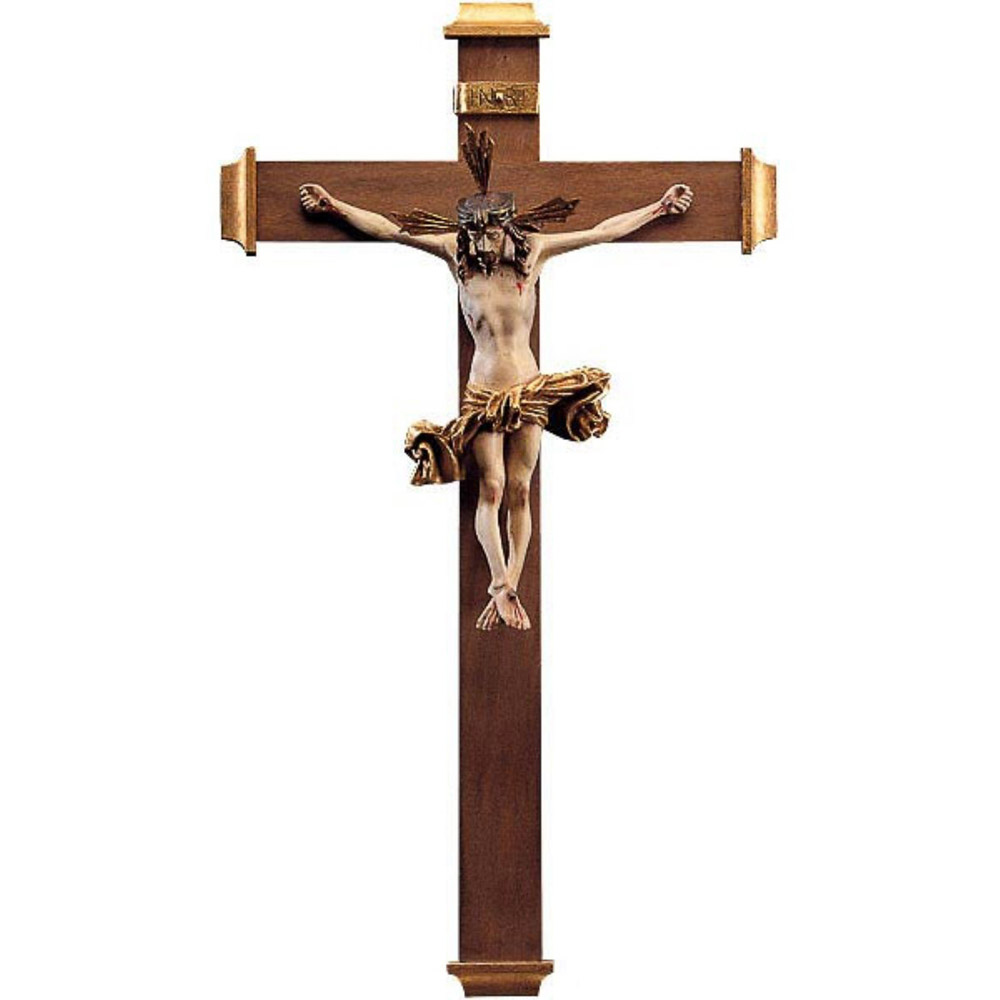 Crucifijo Riems en talla de madera de Val Gardena