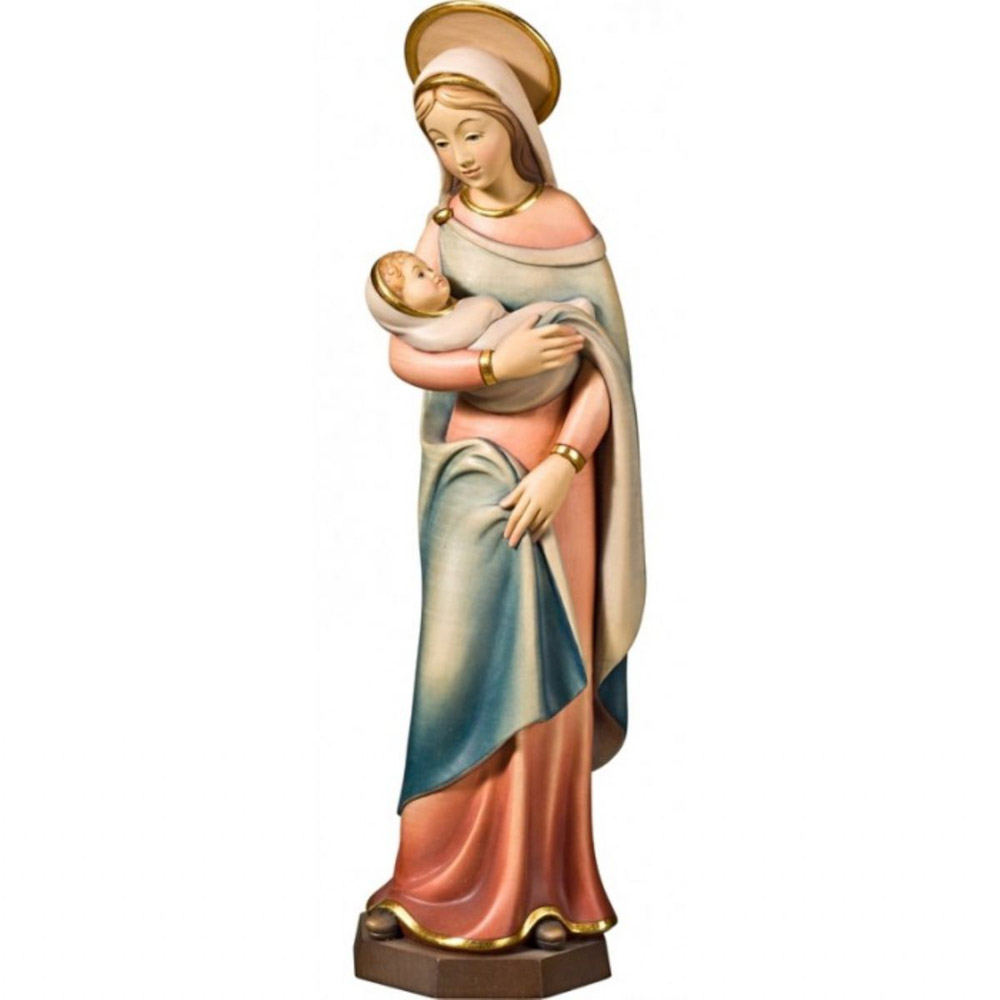 Virgen de la Loggia con Aureola - Imagen en talla de madera - Medidas: a elegir