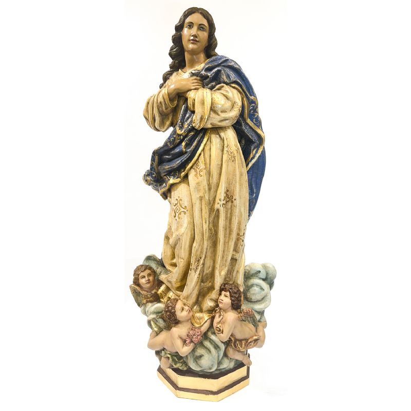 Virgen Inmaculada - Imagen en talla de madera - Altura: 110 cm