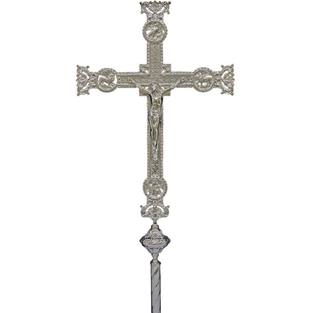 Cruz parroquial de orfebrera espaola con varal grande - Acabado a elegir