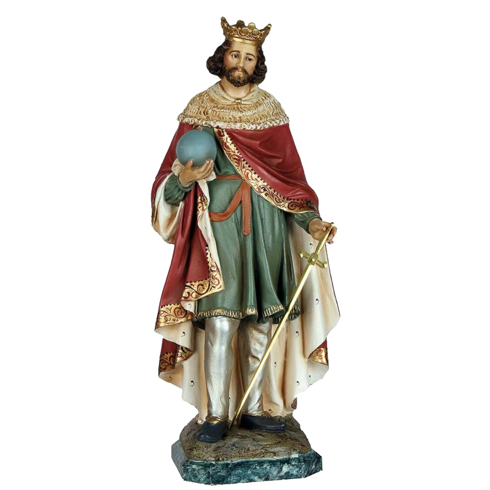 Imagen de San Fernando en pasta de madera con ojos de cristal, pintada a mano