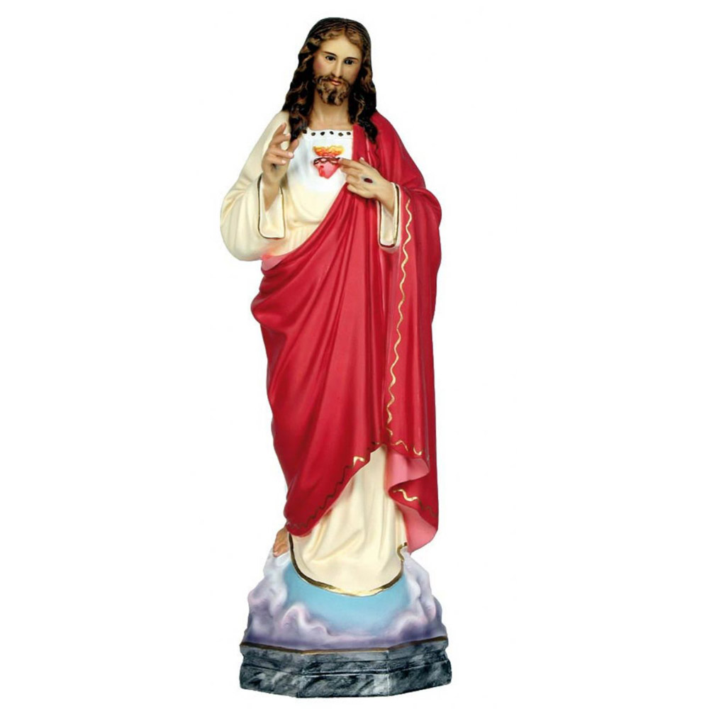 Sagrado Coraz�n de Jes�s - Pasta de madera - Pintada a mano