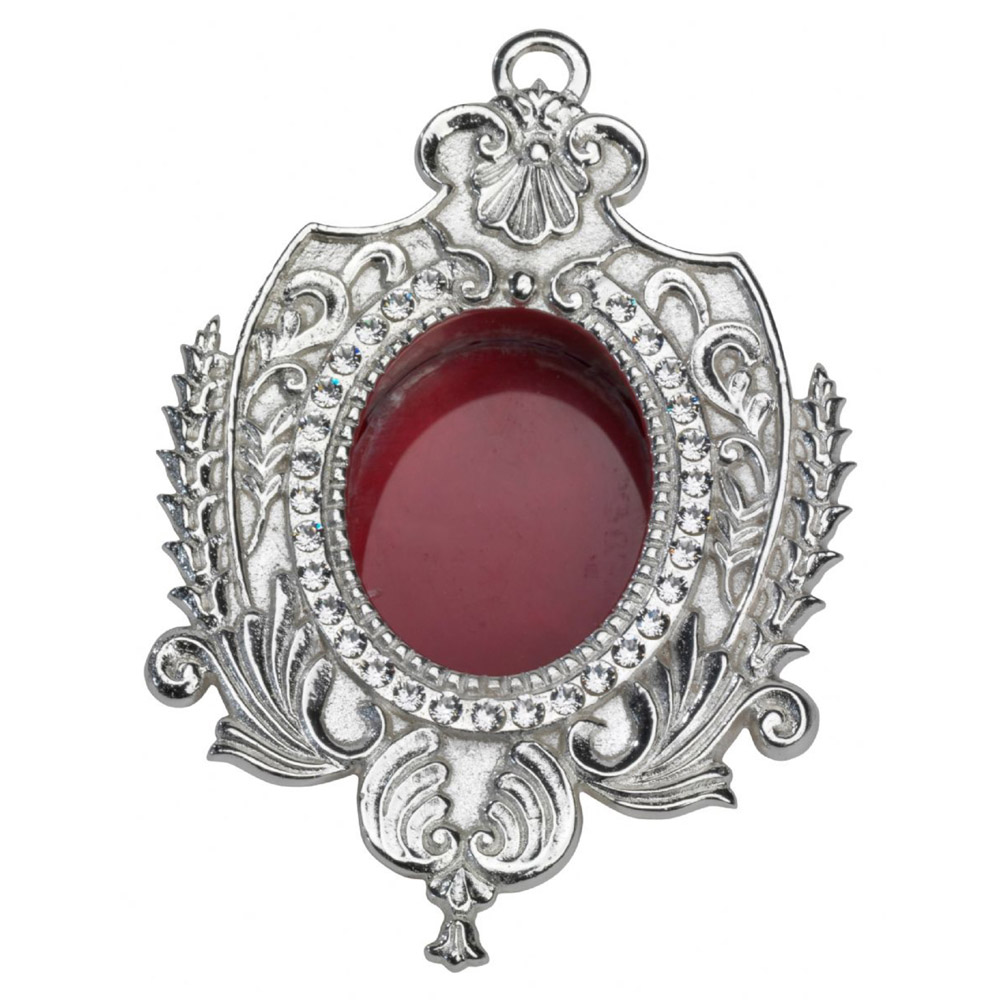 Relicario de muro ovalado con pedrera y grabado vegetal