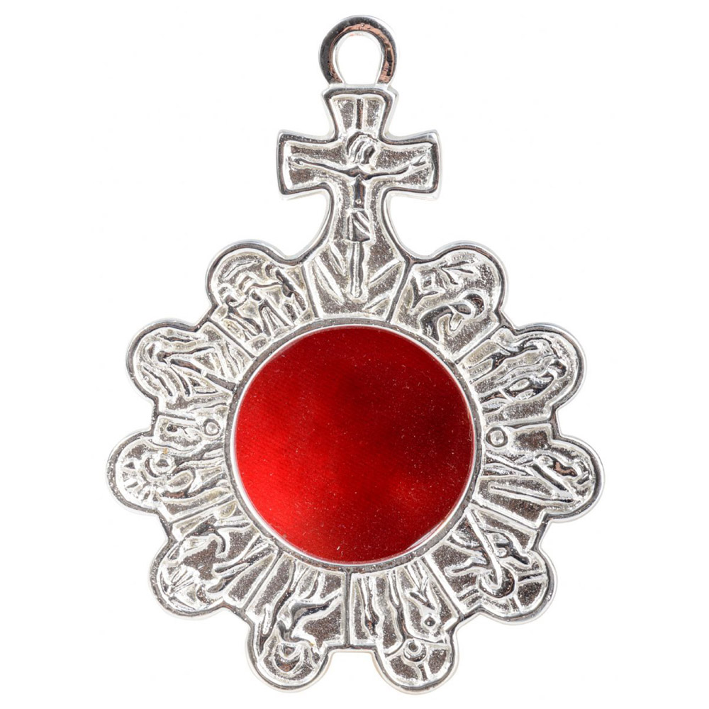 Relicario de muro circular con escenas bblicas en relieve