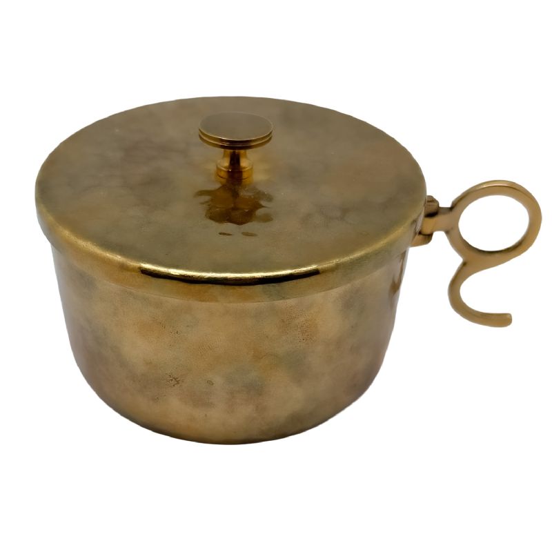 Caja de formas con asa en lat�n dorado - Di�metro 10 x 6 cm