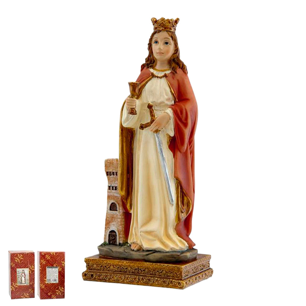Imagen de Santa Brbara en resina de polister de 15 cm