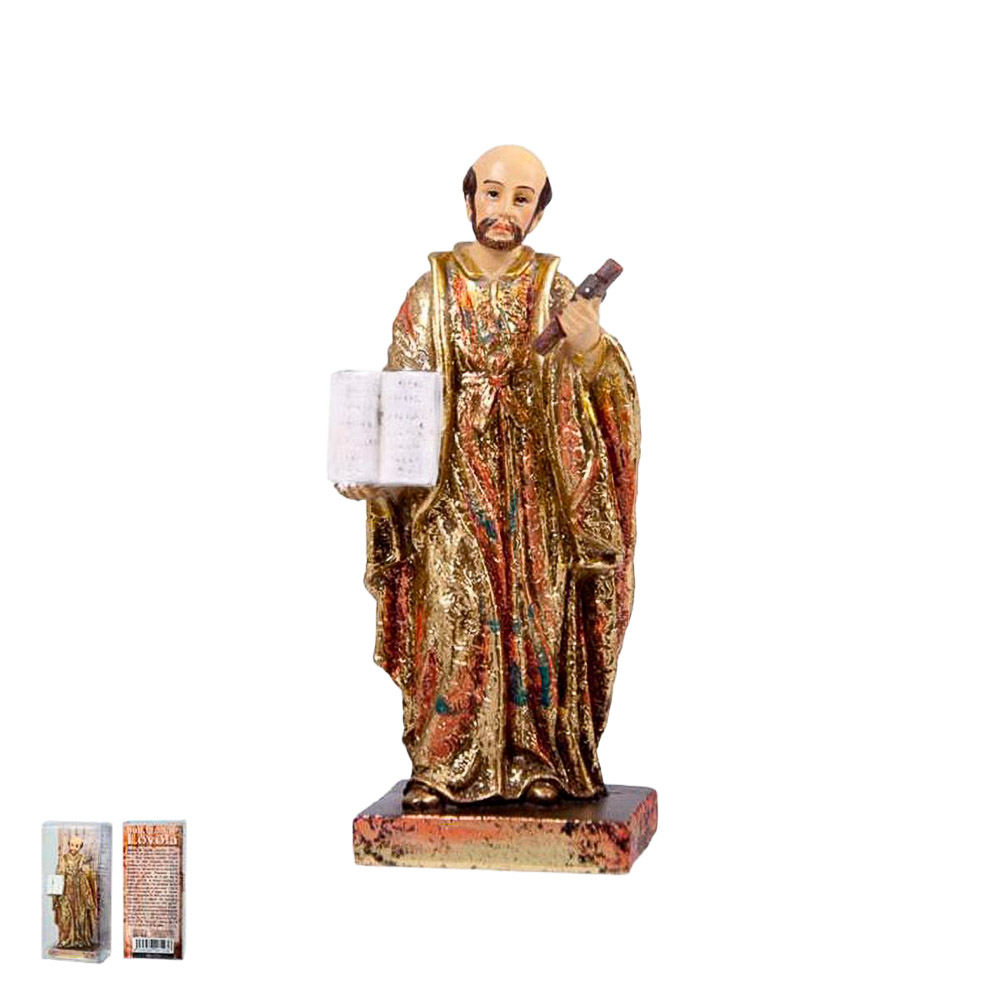 Imagen de San Ignacio de Loyola en resina de polister con acabado dorado de 12 cm