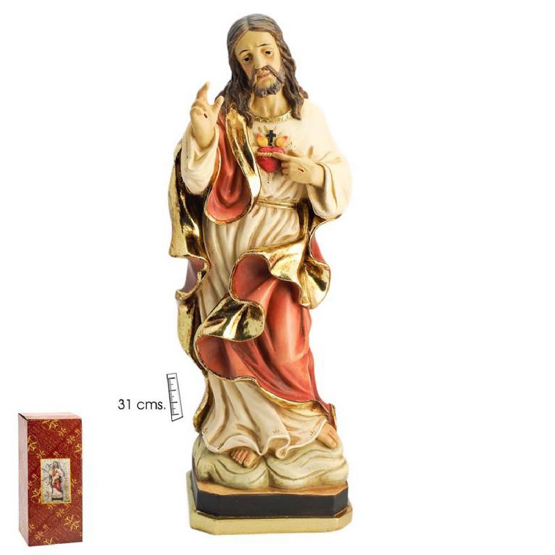 Sagrado Coraz�n - Imagen en resina de poli�ster - Altura: 31 cm
