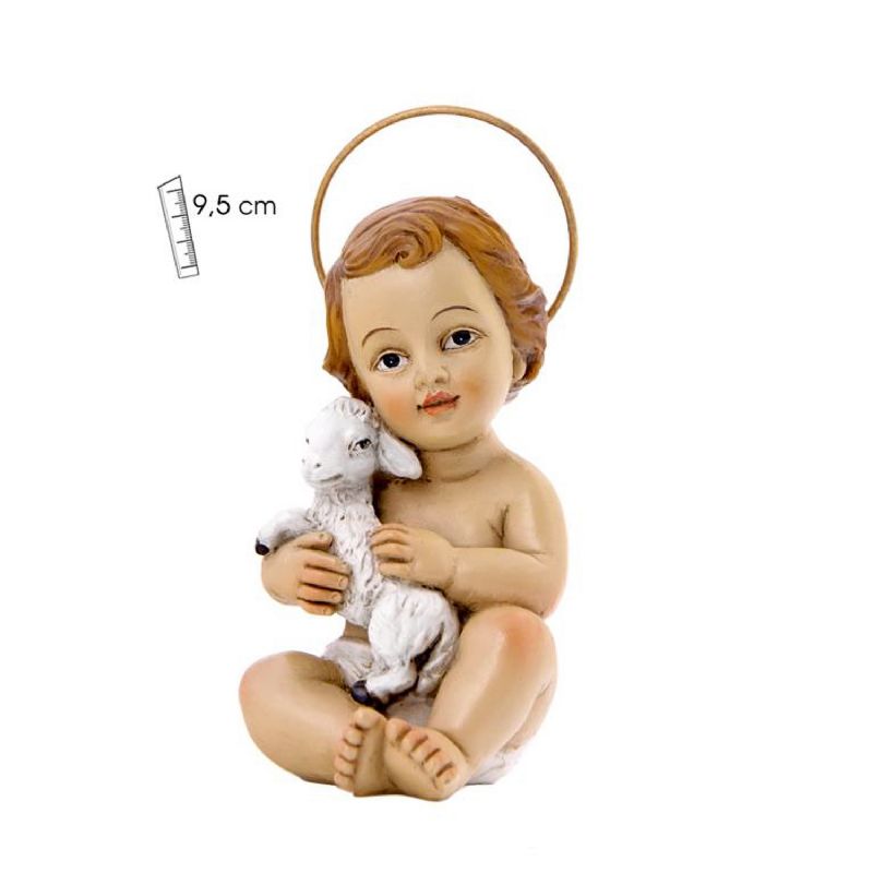 Ni�o Jes�s con oveja - Imagen en resina de poli�ster 