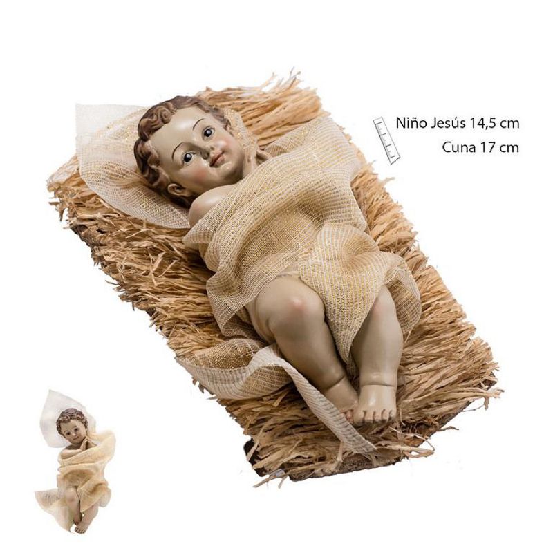 Ni�o Jes�s en cuna - Imagen en resina de poli�ster 