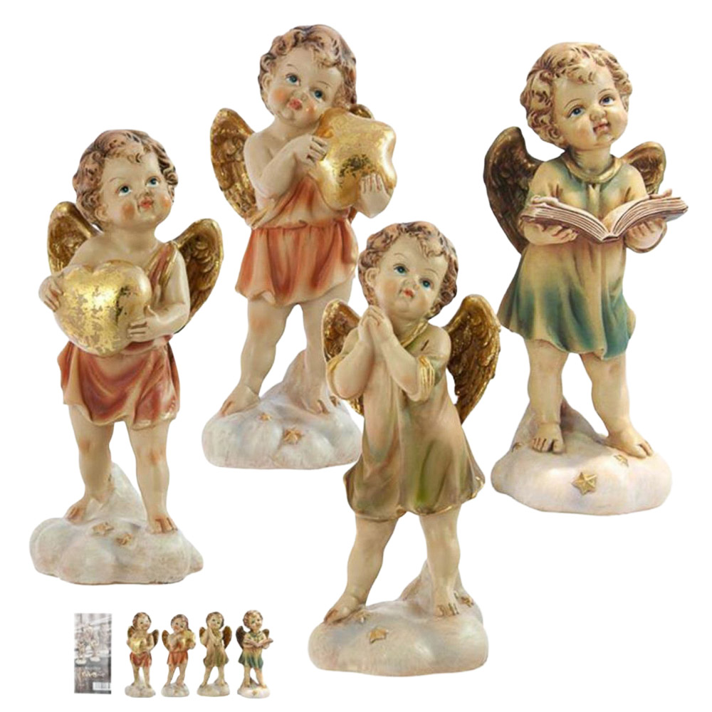 Angel de pie con adorno 15 cm 4sur. Precio por unidad