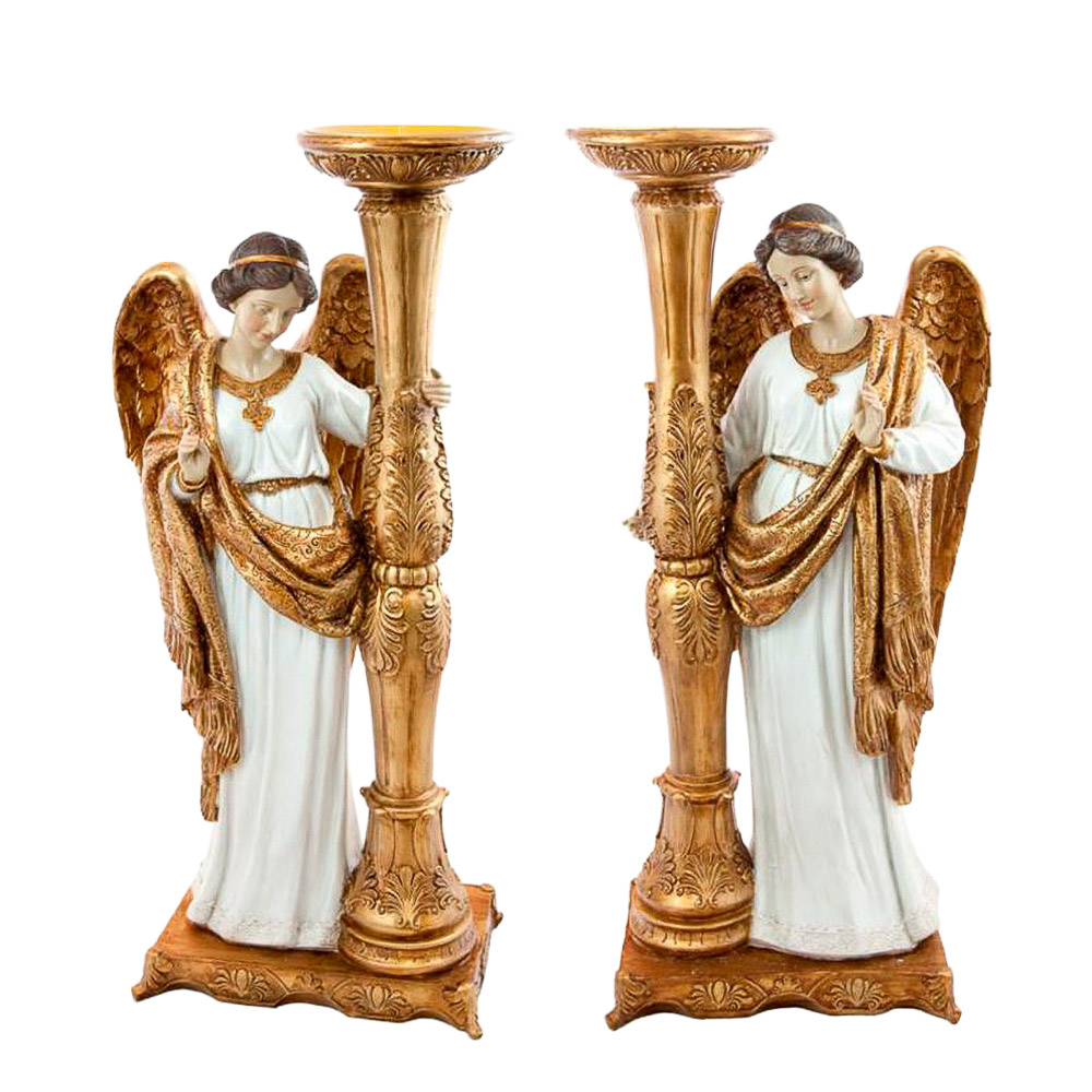 Velero con ngel de pie - Figura de resina de polister, 49 cm (2 surtidos)