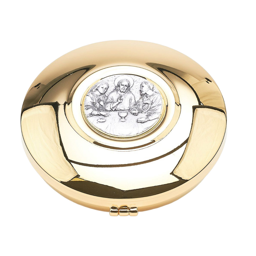 Portavi�ticos dorado con placa de peltro , Escena de Ema�s