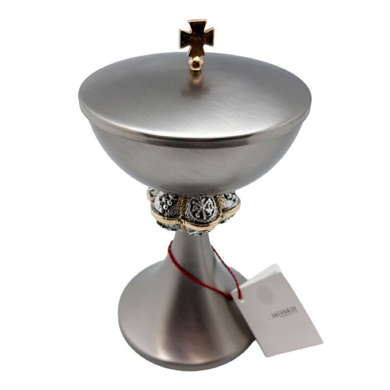 Cop�n de lat�n plateado mate con copa dorada - Alt 21 cm � Di�metro 12 cm
