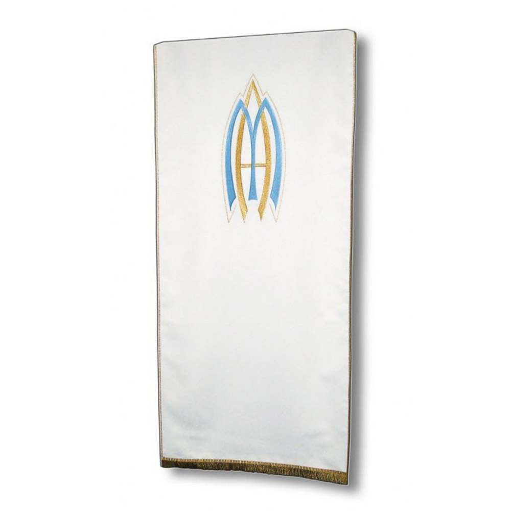 Pa�o de amb�n blanco con emblema mariano estilizado