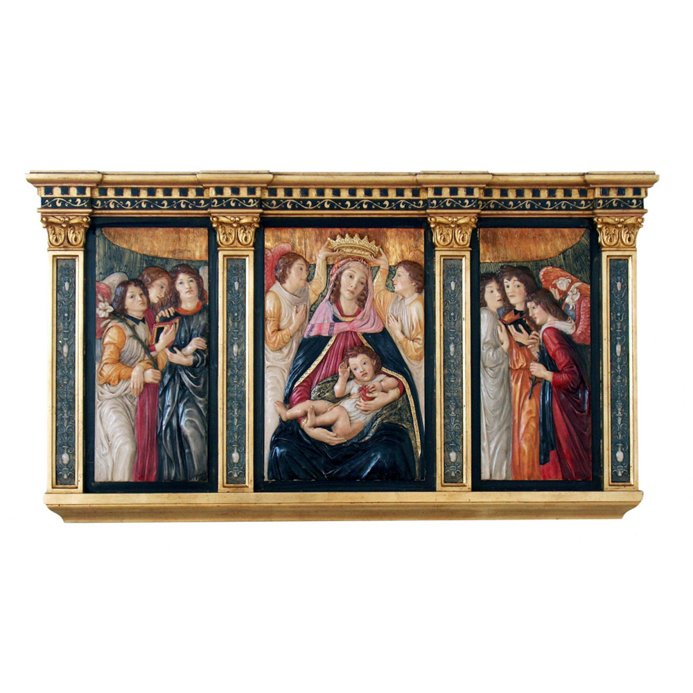Tr�ptico Con granada inspirado en Botticelli  Alabastro moldeado y madera (128 x 70 x 9 cm)