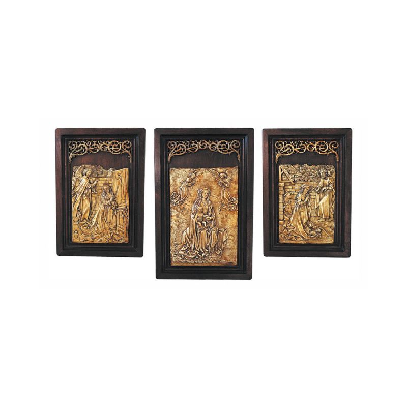 Tr�ptico con crester�as en alabastro moldeado (54 x 97 x 3 cm)