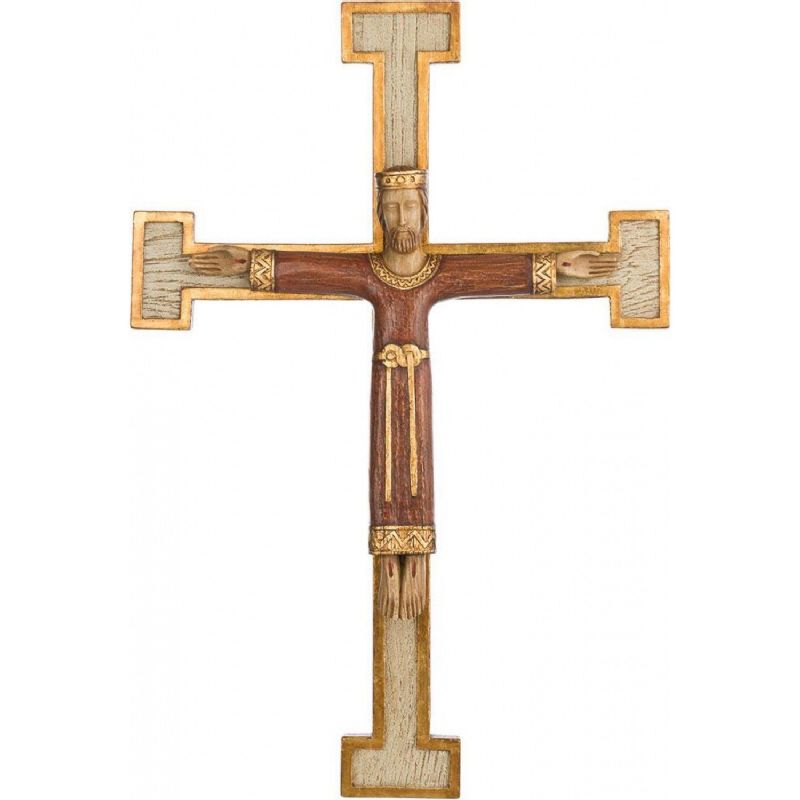 Cristo Sacerdote con cruz en alabastro del Monasterio de Bethlem - 57 cm