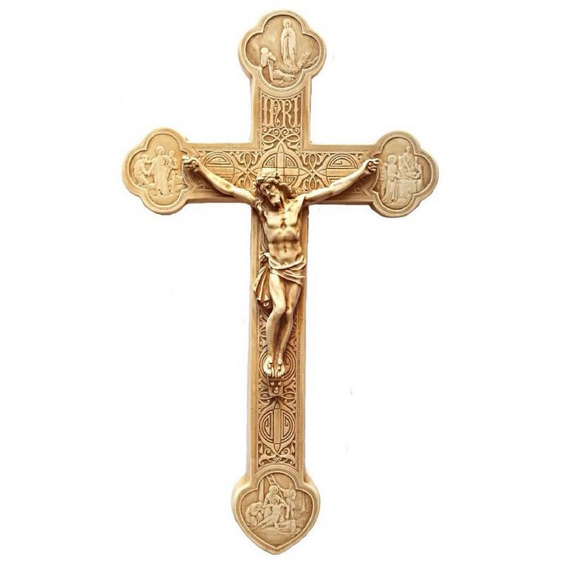 Crucifijo de Lourdes en alabastro del Monasterio de Bethlem - 23 cm