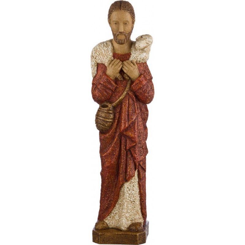 Jes�s Buen Pastor - Imagen en dolomita policromada - Altura: 56 cm