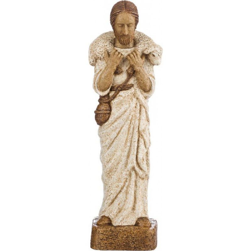 Jes�s Buen Pastor - Imagen en dolomita policromada - Altura: 39 cm