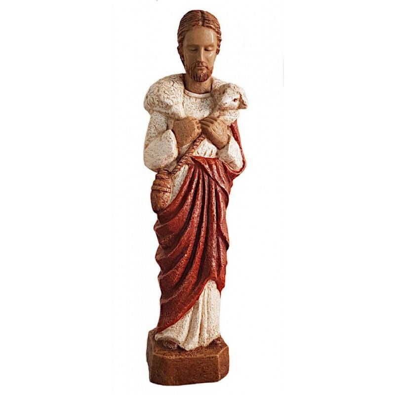 Jes�s Buen Pastor - Imagen en dolomita policromada - Altura: 32 cm