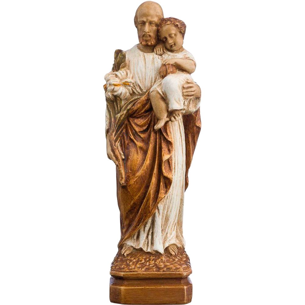 Imagen de San Jos con el Nio en dolomita policromada blanco/marrn de 14,5 cm