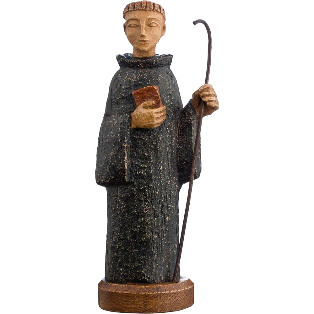 Imagen de San Benito en piedra de dolomita negro de 24 cm