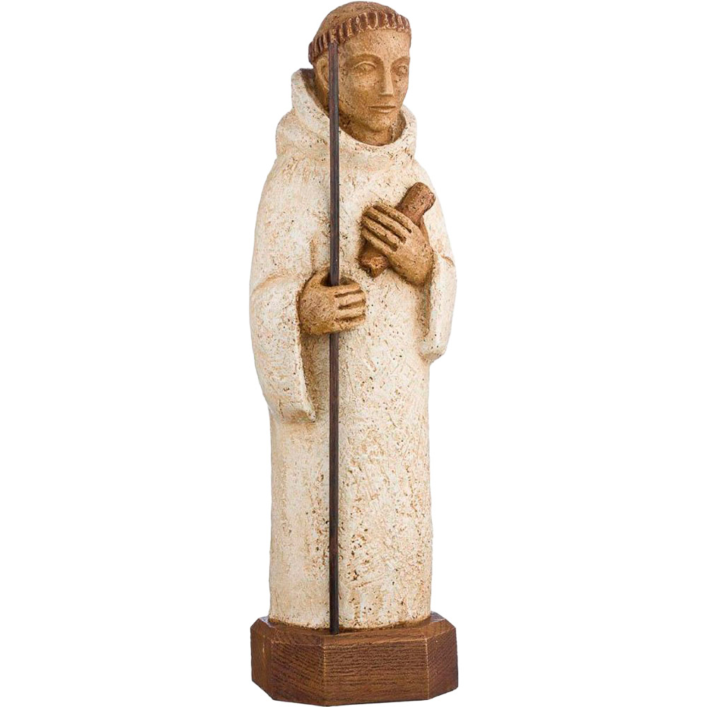 Imagen de San Bernardo en piedra de dolomita blanca de 37,5 cm