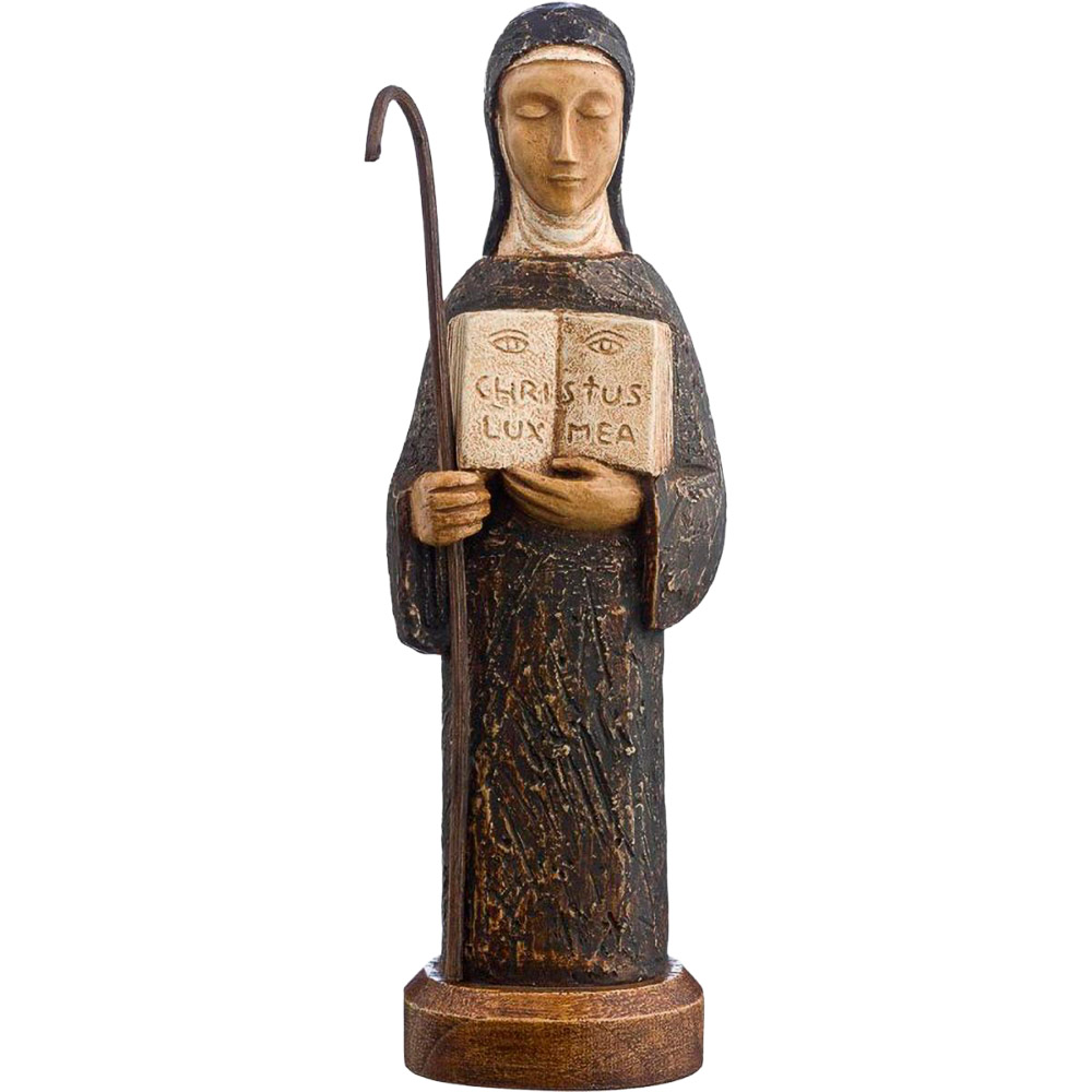 Imagen de Santa Odilia en piedra de dolomita negra de 19 cm