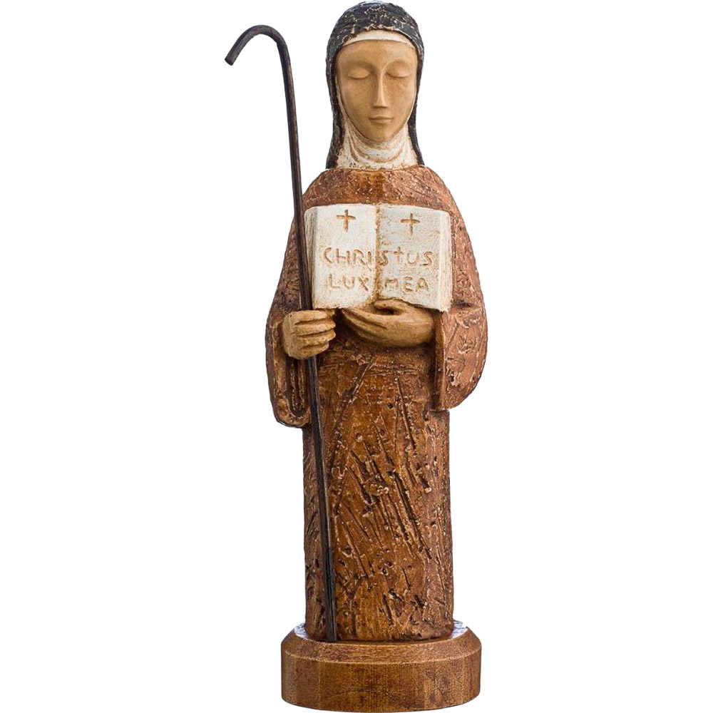 Imagen de Santa Clara en piedra de dolomita marr�n de 19 cm