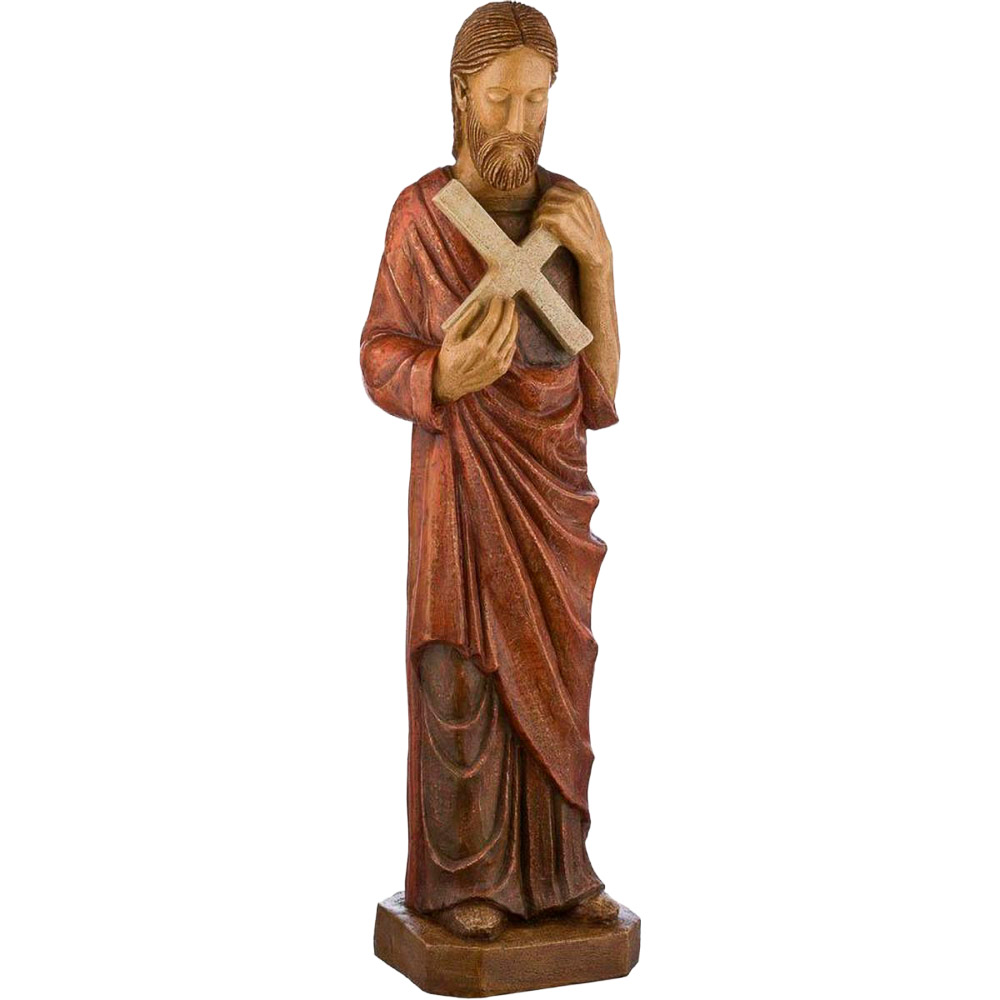 Imagen de San Andr�s en piedra de dolomita verde-marr�n/rojo de 72 cm