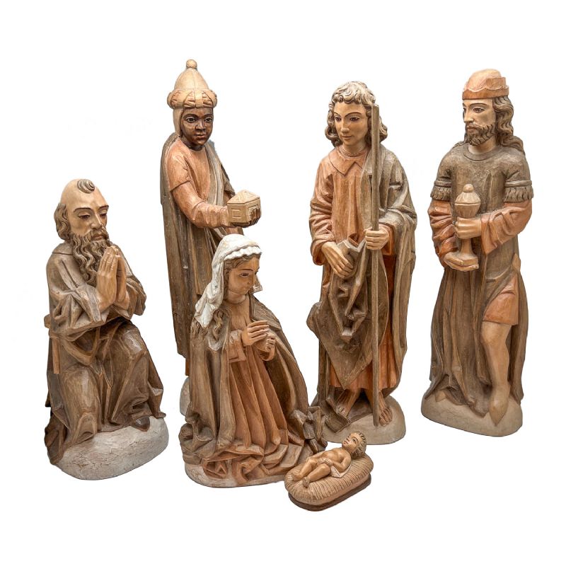 Misterio con Reyes - Talla de madera artesanal