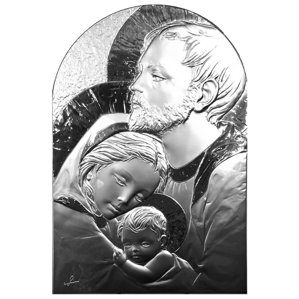 Icono Sagrada Familia en plata de ley