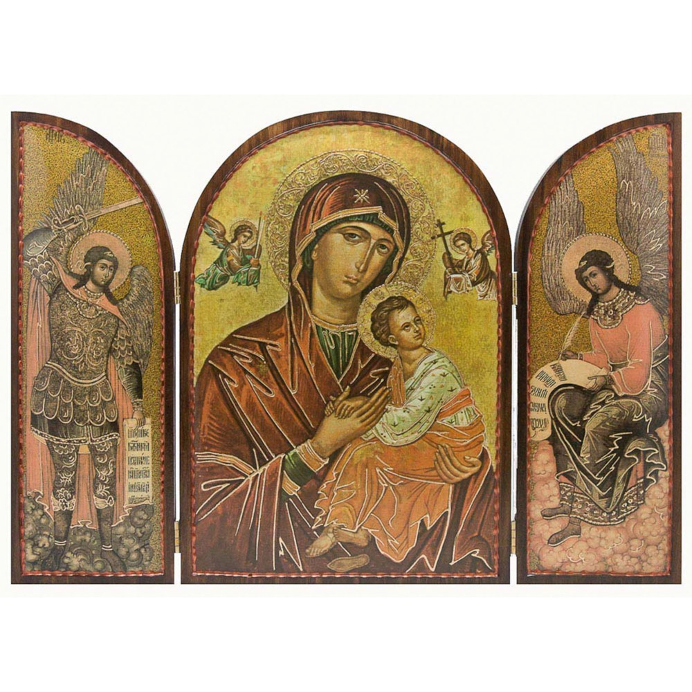 Tr�ptico Virgen del Perpetuo Socorro en madera (37 x 50 cm)