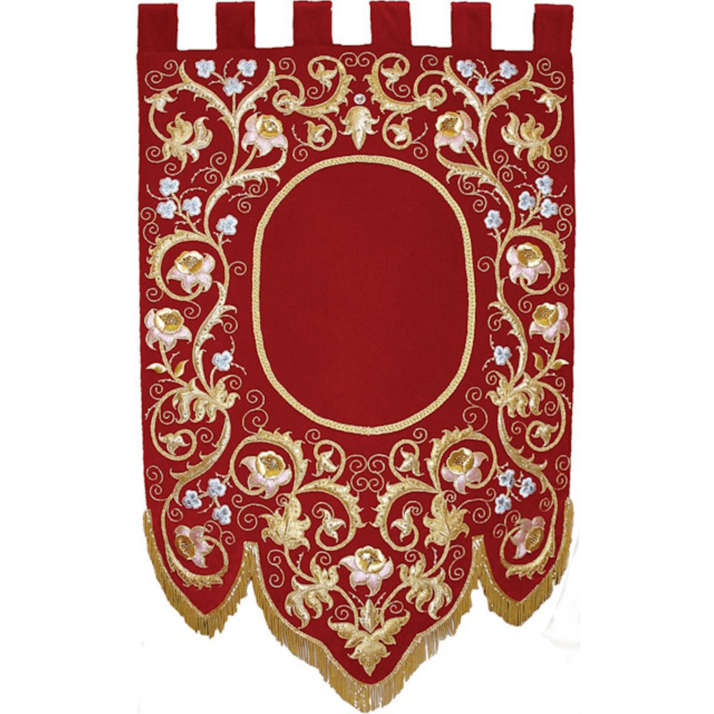 Estandarte bordado con pintura al leo