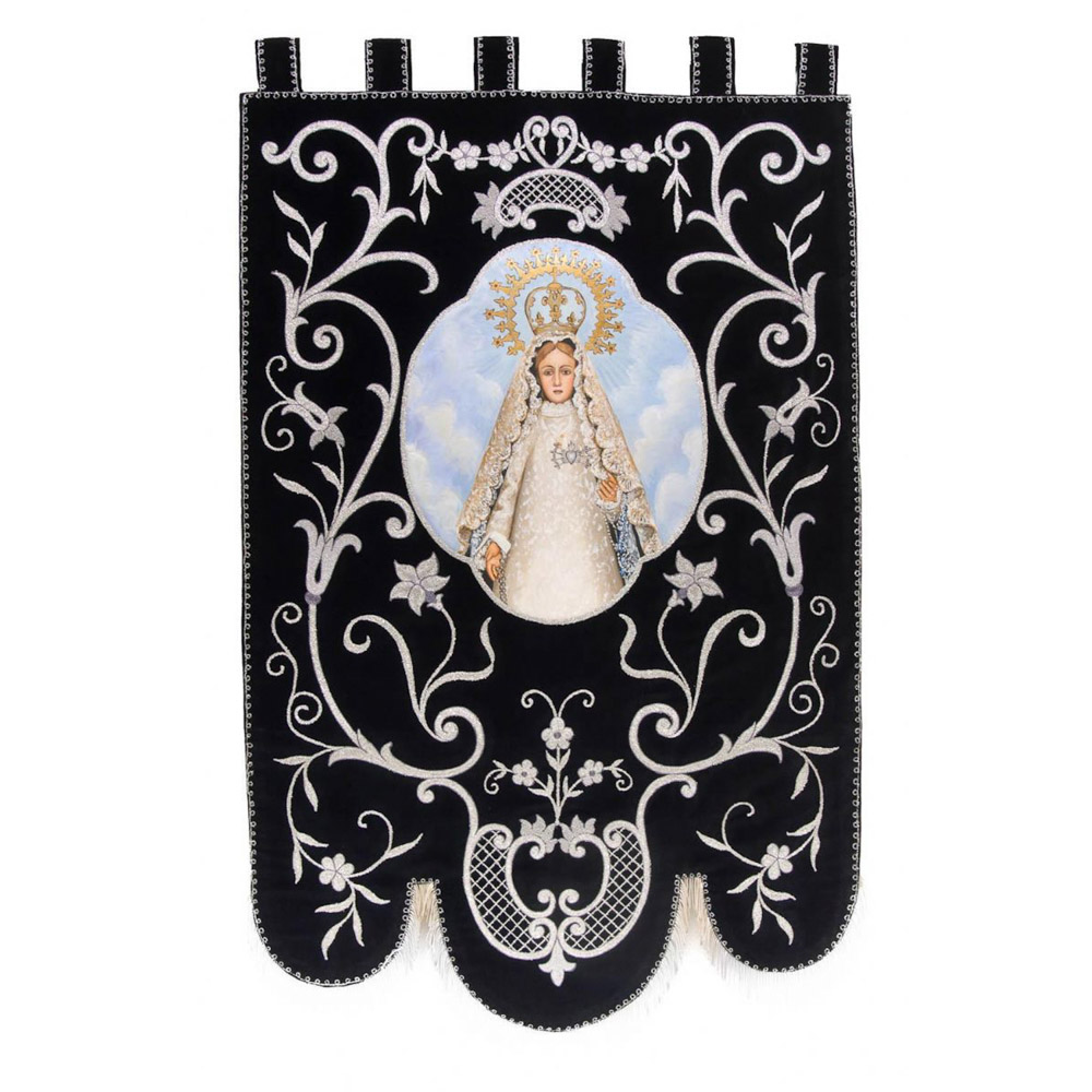 Estandarte con pintura al leo bordado a mquina